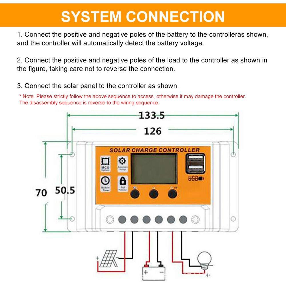 DC 12V/24V Solar Charge Controller Solar Panel Battery Regulator With LCD Display Dual USB Port Charge Controller 100A_voghion.com