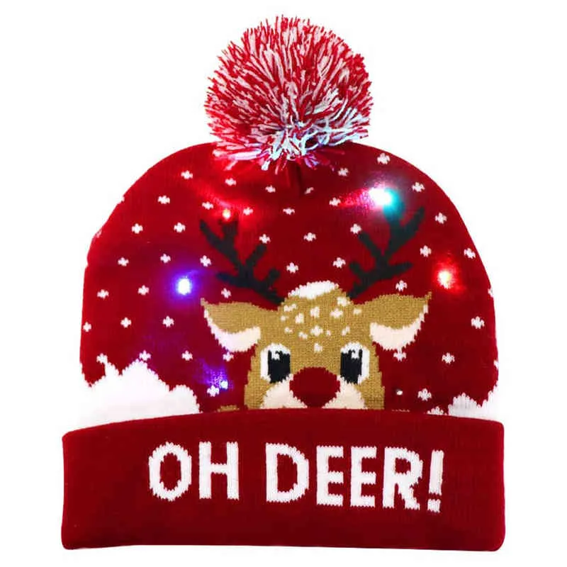 hats Scarves Sets Ball Caps Led Knitted Beanie Light Up Illuminate Warm Hat For Kid Adults Year Christmas Decoration_voghion.com