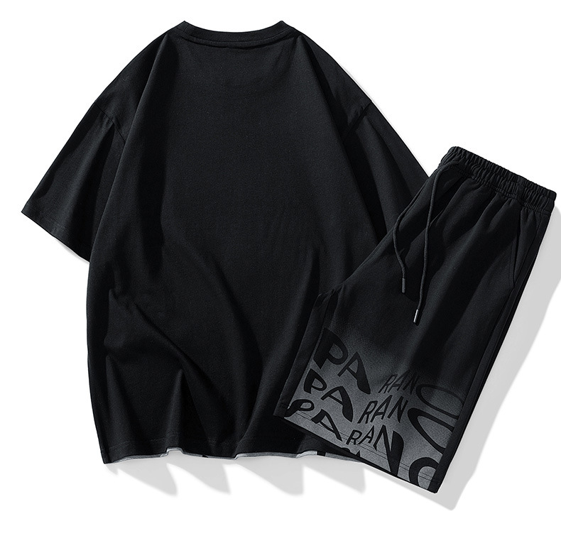 Herren T-shirt Und Shorts Set Sommer Freizeit Eisseide Sportanzug_voghion.com