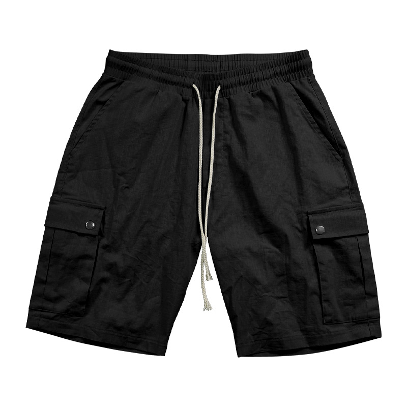 Men's Cargo Summer Trendy Casual Slim Fit Drawstring Thin Five-Point Shorts_voghion.com