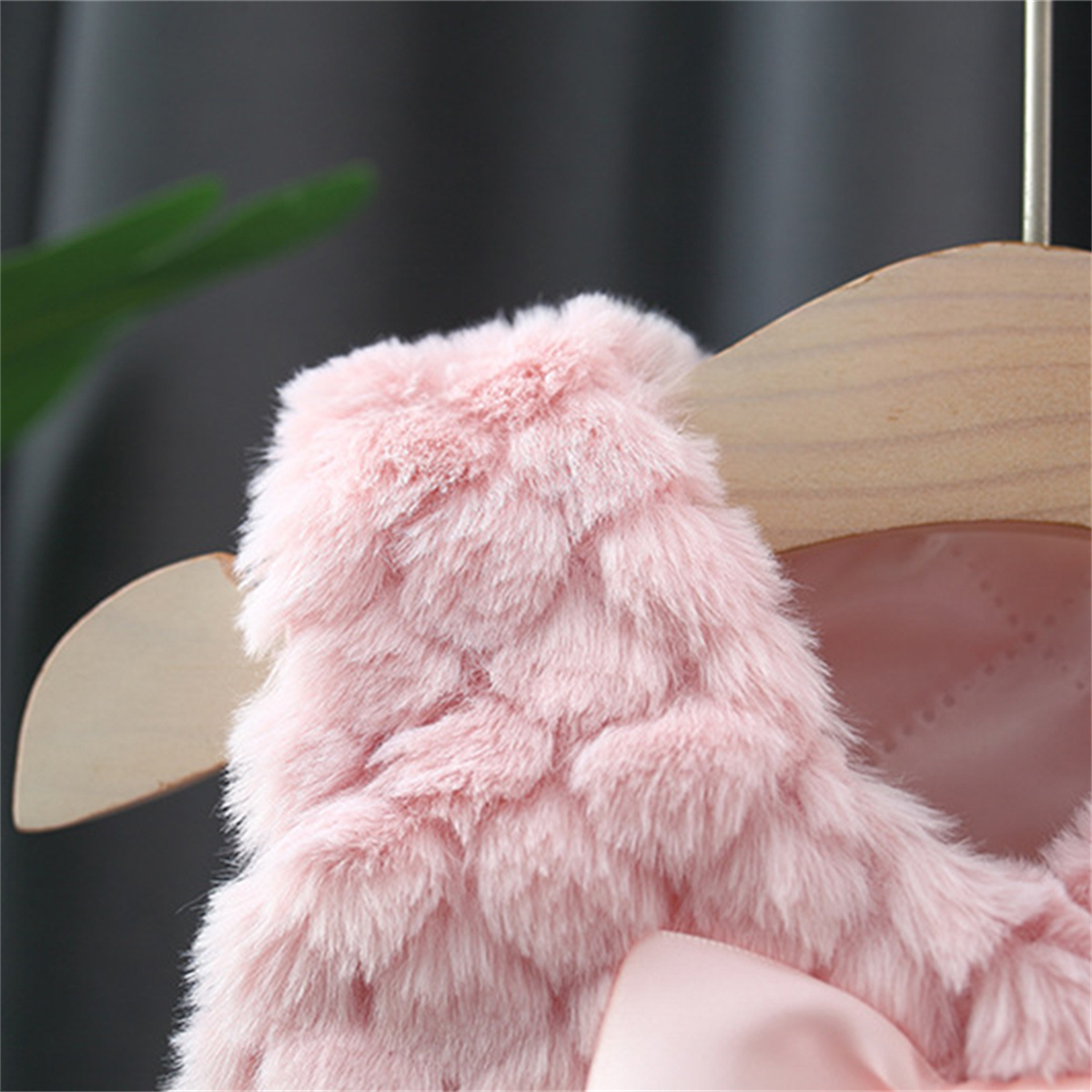 Kış Kız Bebek Kolsuz Düz Renk Fiyonklu Peluş Yelek Çocuk Mont_voghion.com