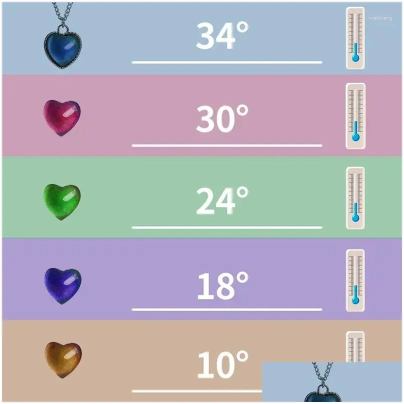 Anhänger Halsketten Thermochrome Stimmungsmonitor Herz Halskette Farbwechsel als Emperatur Frauen Mädchen Schlüsselbein Kette Liebhaber_voghion.com