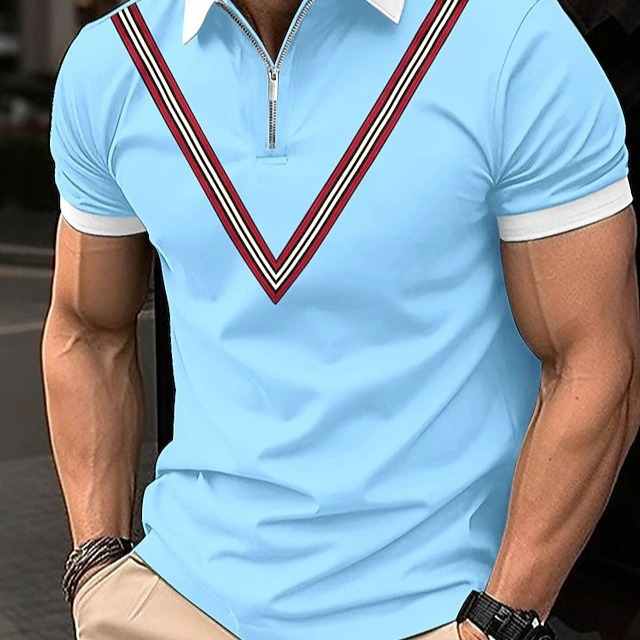 Nouvelle ligne 3D impression numérique jeunesse hommes été à la mode décontracté ample POLO col rabattu à manches courtes haut