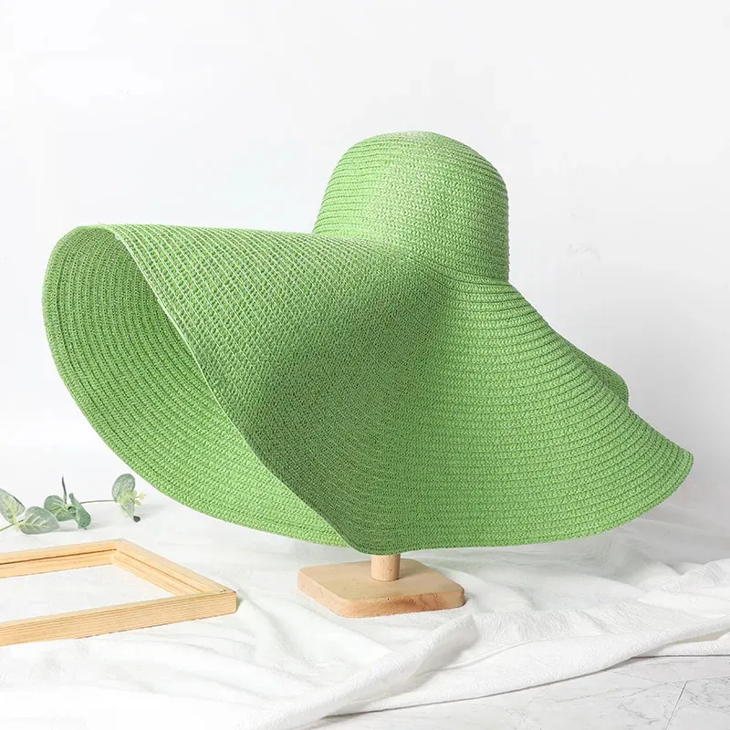 Foldable Women Oversized Ppy Straw Hat 70cm Diameter Large Brim Summer Sun Hats Panama Travel Beach Wholesale 240619_voghion.com