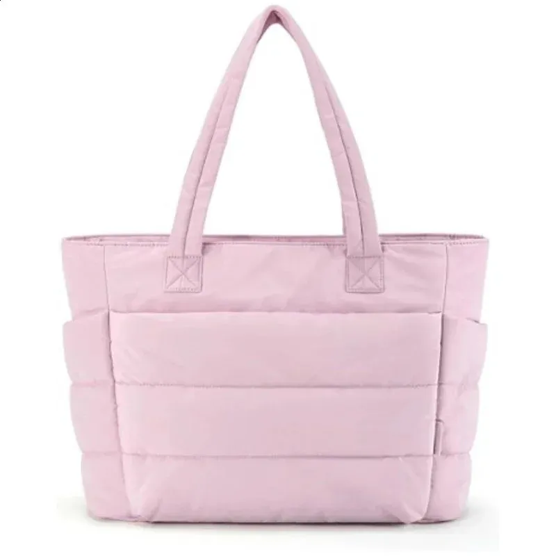 Big Square Cotton Padded Tote Versatile Handbag For Class Shopping Daily Use Storage Casual Shoulder Bag 240829_voghion.com