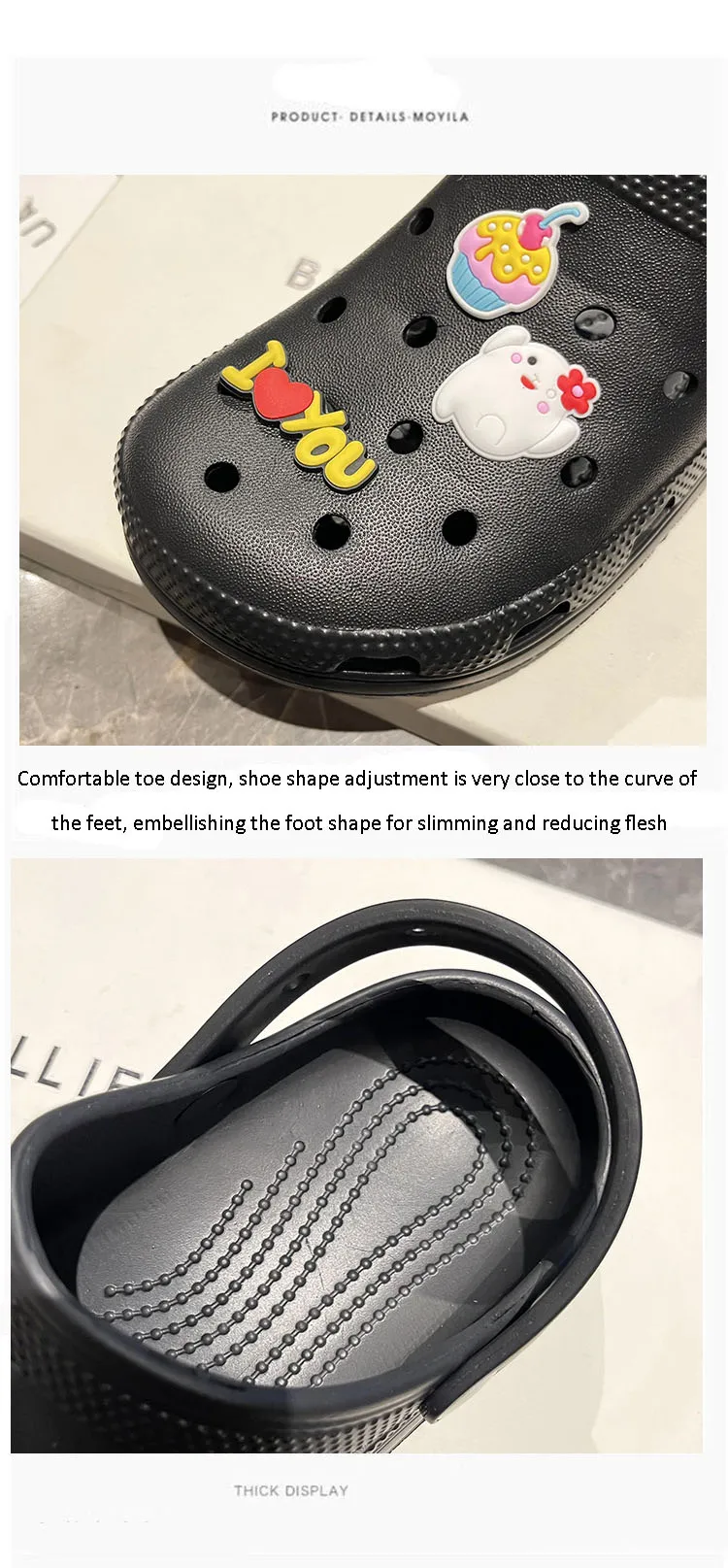 New Thick Sole 2024 Summer Cute Beach Hole Shoes with Feet Feeg Cool Bathroom Anti slip and Odor Prevention Free_voghion.com