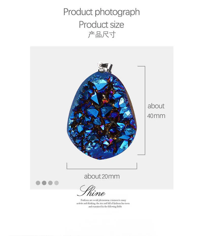 ShinyGem Ciondoli in opale naturale per chakra scintillanti, multicolore, in pietra di cristallo Druzy, per la creazione di gioielli, 5 pezzi_voghion.com