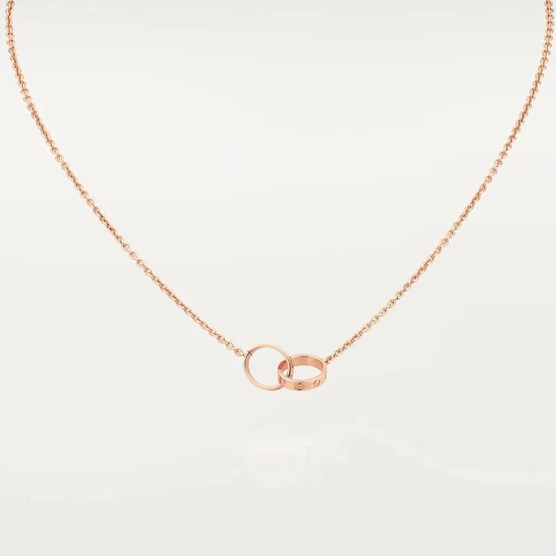 Double Loop Pendant Necklace For Women Elegant Titanium Steel_voghion.com