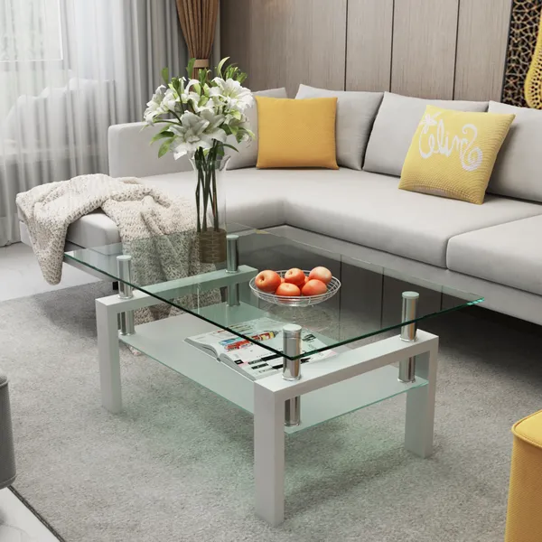 White Coffee Table, Clear Coffee Table,Modern Side Center Tables For Living Room, Living Room Furniture_voghion.com