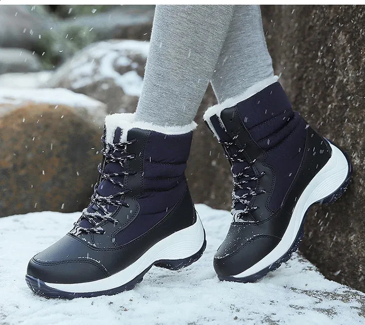 Snöfäls Kvinna Plattform För Kvinnor Plysch Håll Varma Kvinnors Stövlar Platta Plus Storlekar Botas Mujer Vinterskor 240826_voghion.com