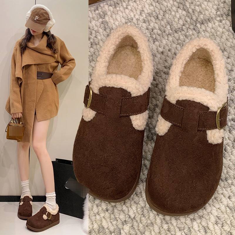 Women's Slip-On Faux Fur Lined Birkenstock-Style Clogs With Thick Rubber Sole For Winter Comfort​_voghion.com