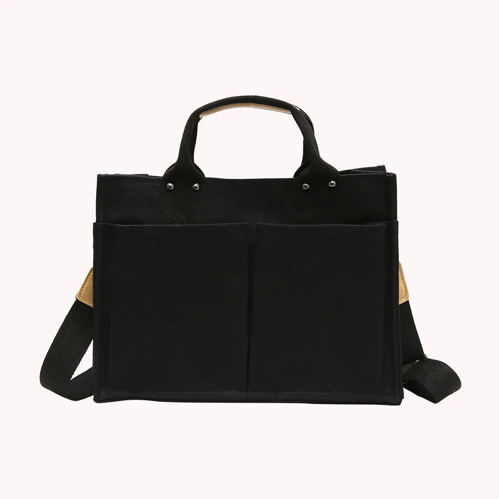 Borsa a tracolla in tela, alla moda, con manico superiore, grande capacità, multitasche, tracolla regolabile, semplice e portatile per il fine settimana_voghion.com