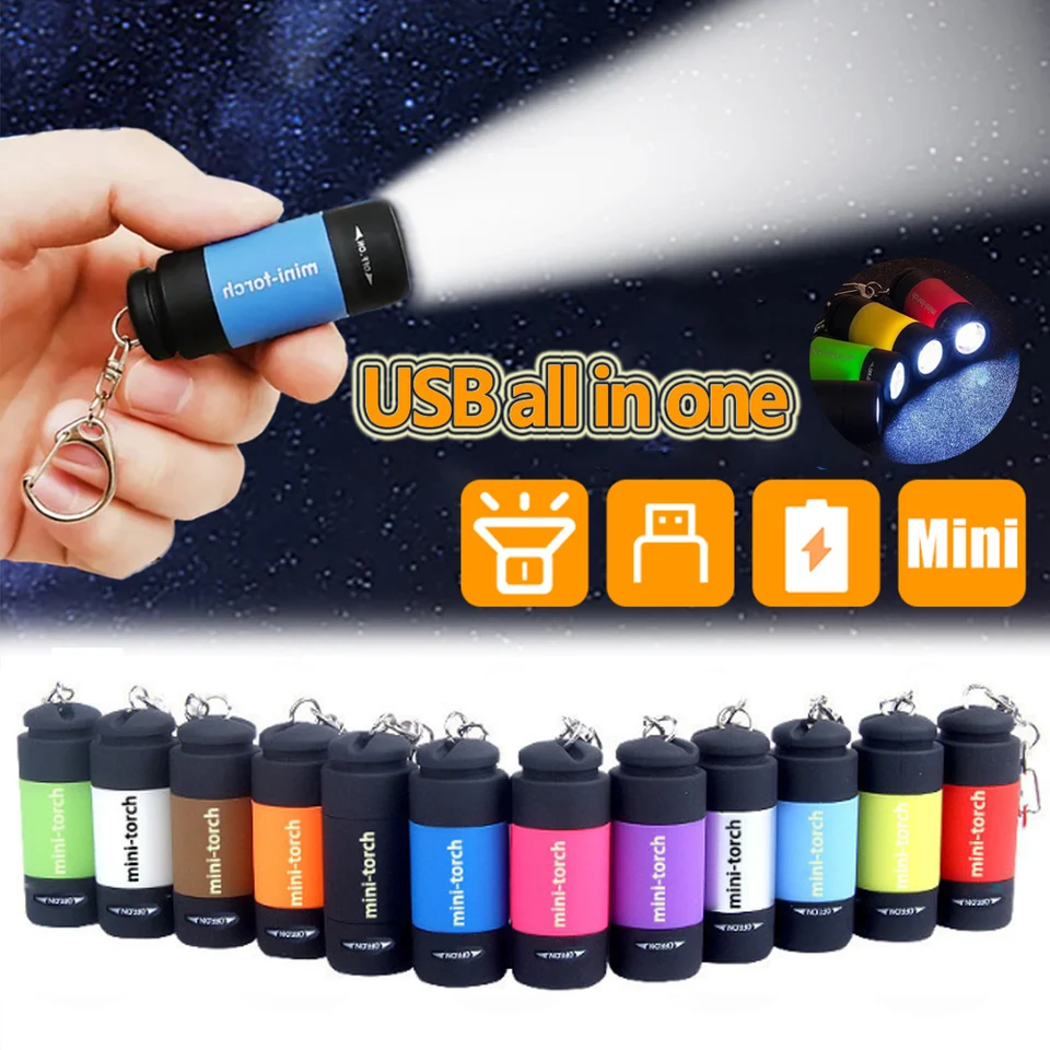 USB-wiederaufladbare LED-Multifunktions-Taschenlampe mit starker Leuchtkraft, wasserdicht, ideal für Outdoor-Aktivitäten wie Wandern und Camping._voghion.com