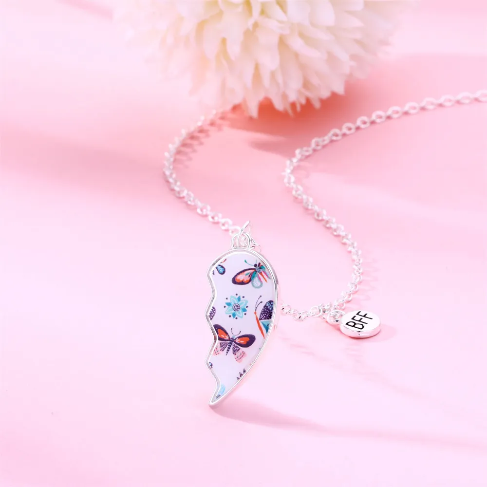 Collane con ciondolo Collana magnetica a forma di cuore alla moda per bambine e ragazze Catena con clavicola rotta alla moda coreana BFF Friends_voghion.com