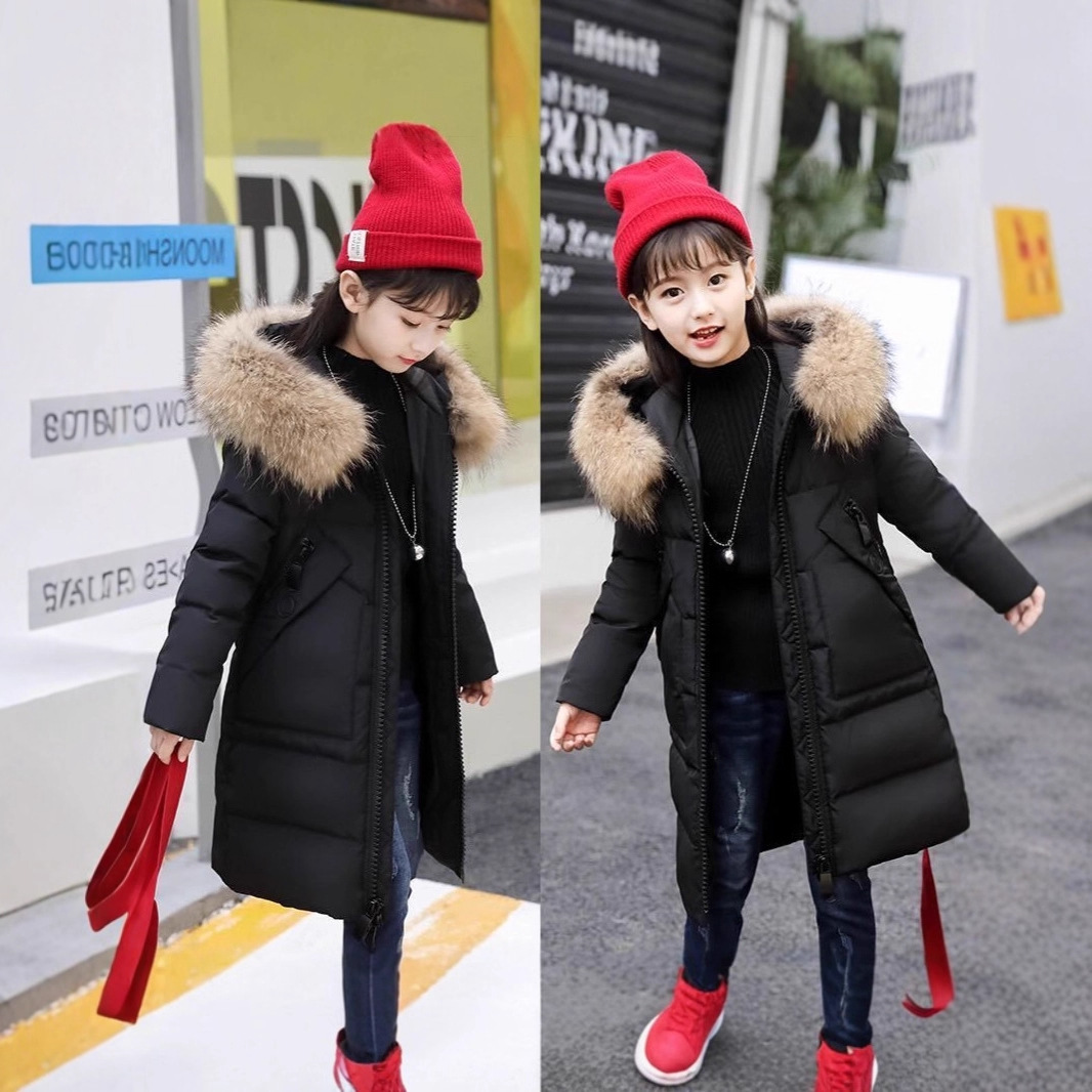 Girls' Winter Coat With Detachable Fur Hood - Thickened Long Parka Jacket (130-160cm) - - Warm & Stylish Outerwear