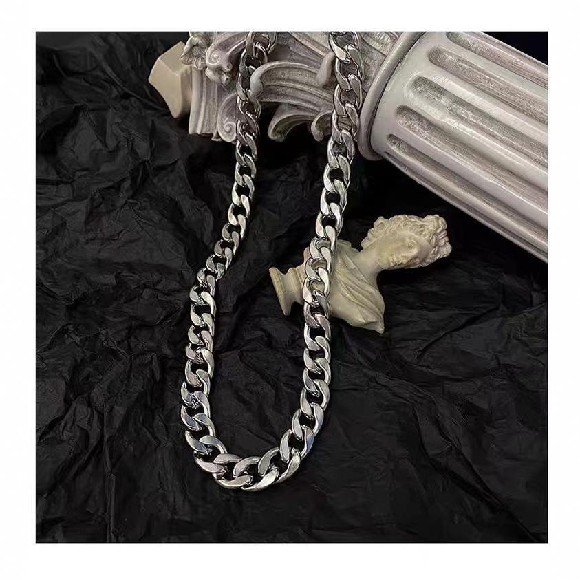 Steel Titanium NK Cuban Necklace Unisex Trendy Street Hip-Hop Style Sweatshirt Sweater Chain Jewelry Accessories