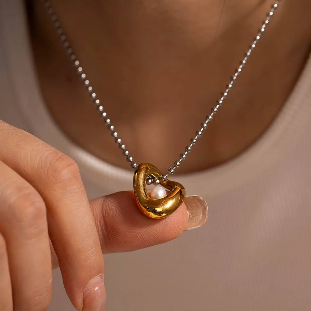 Designer-Halskette für Damen, vergoldet mit Silberperlen, in Farbe. Personalisierter Anhänger für Party- und Bankettgeschenke, kostenlos_voghion.com