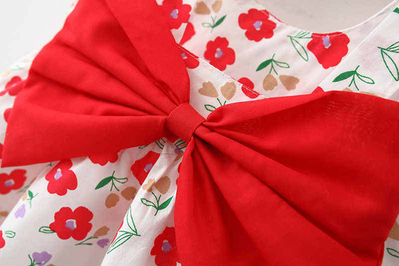 Newborn Baby Girl Dresse Summer Flower Printed Bows Princess Dress For Baby Cute Cotton Clothes Kids_voghion.com