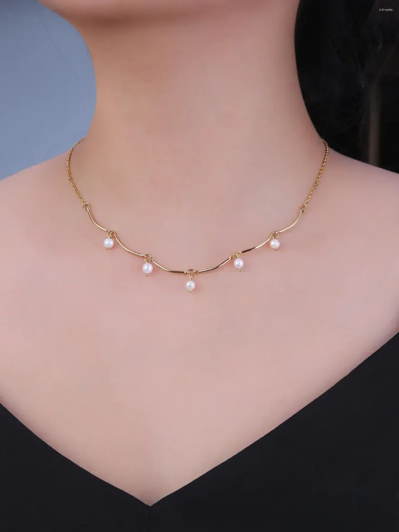 Chains Fashionable Stainless Steel Simple Pearl Chain Necklace Dating Office Workers Mother's Day Gift_voghion.com