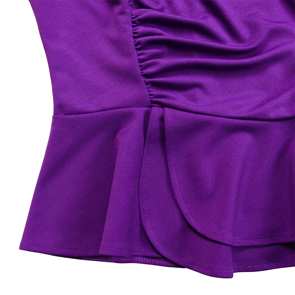 Damenmode OL-Set mat gerüschtem V-Ausschnëtt an Tops an Hosen aus zwee Deeler_voghion.com