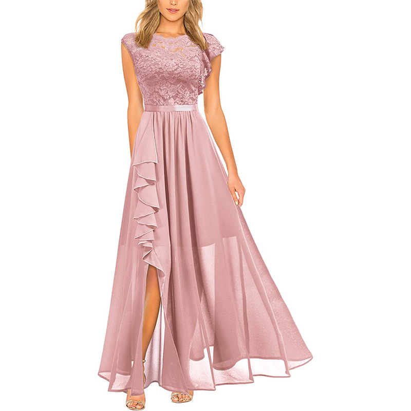 Europäischer und amerikanischer heißer Stil, Abendkleid, Spitzenstil, hoher Taille, langer Rock_voghion.com