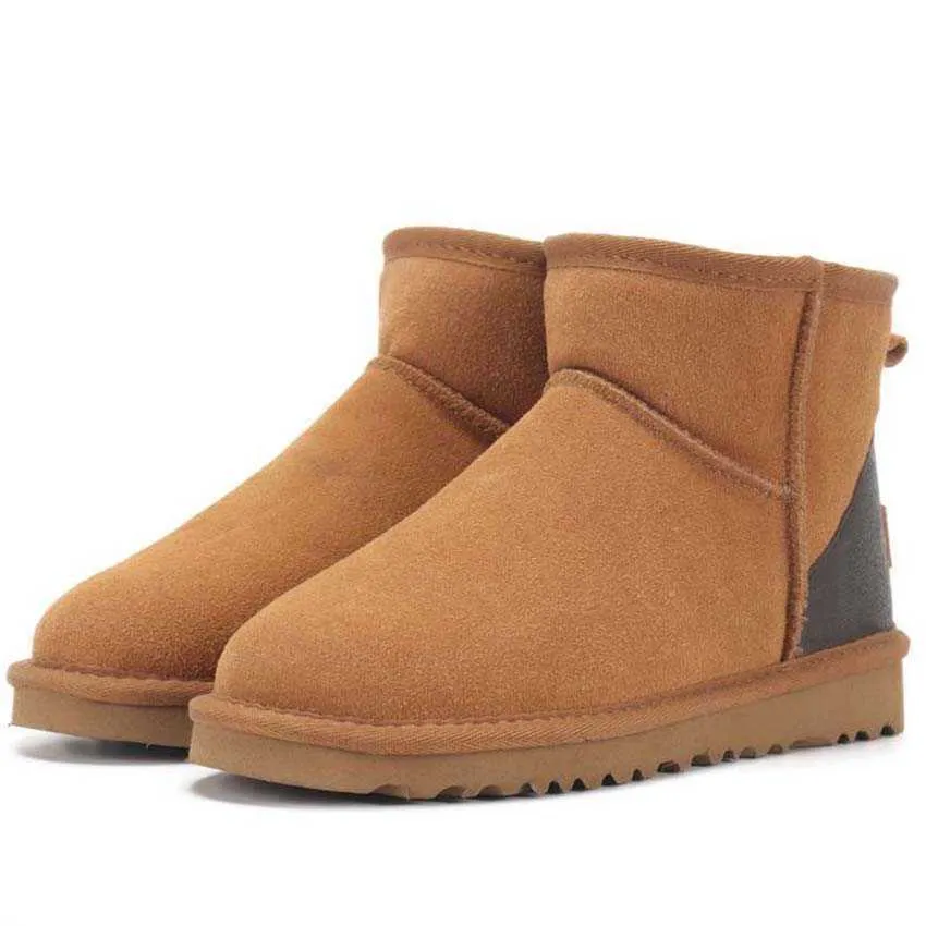 Designer AUS Snow DamesZwarte Enkel Platform Flats Combat Boots Lage Hak Veterschoenen Leren Kettingen Gesp Dames Kinderen_voghion.com