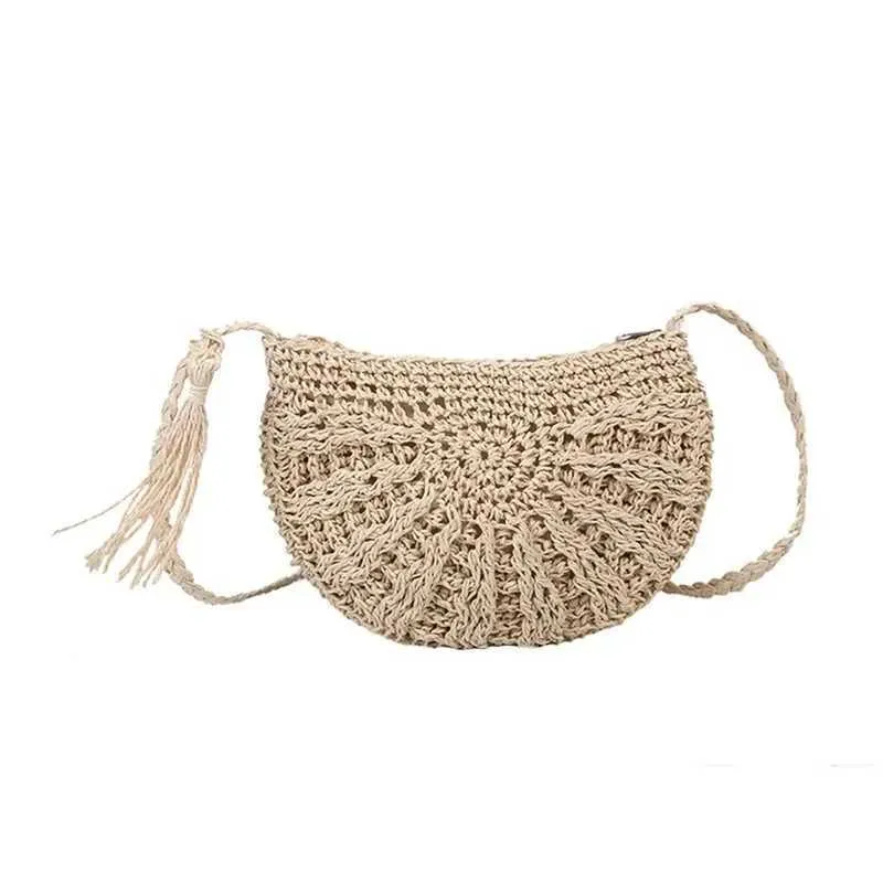 Woven Straw Crossbody Bag For Women Bohemian Summer Beach Style_voghion.com