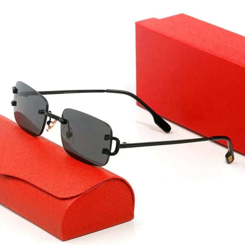 Rimless Sunglasses For Ladies Designer Classic Rectangle Glasses_voghion.com