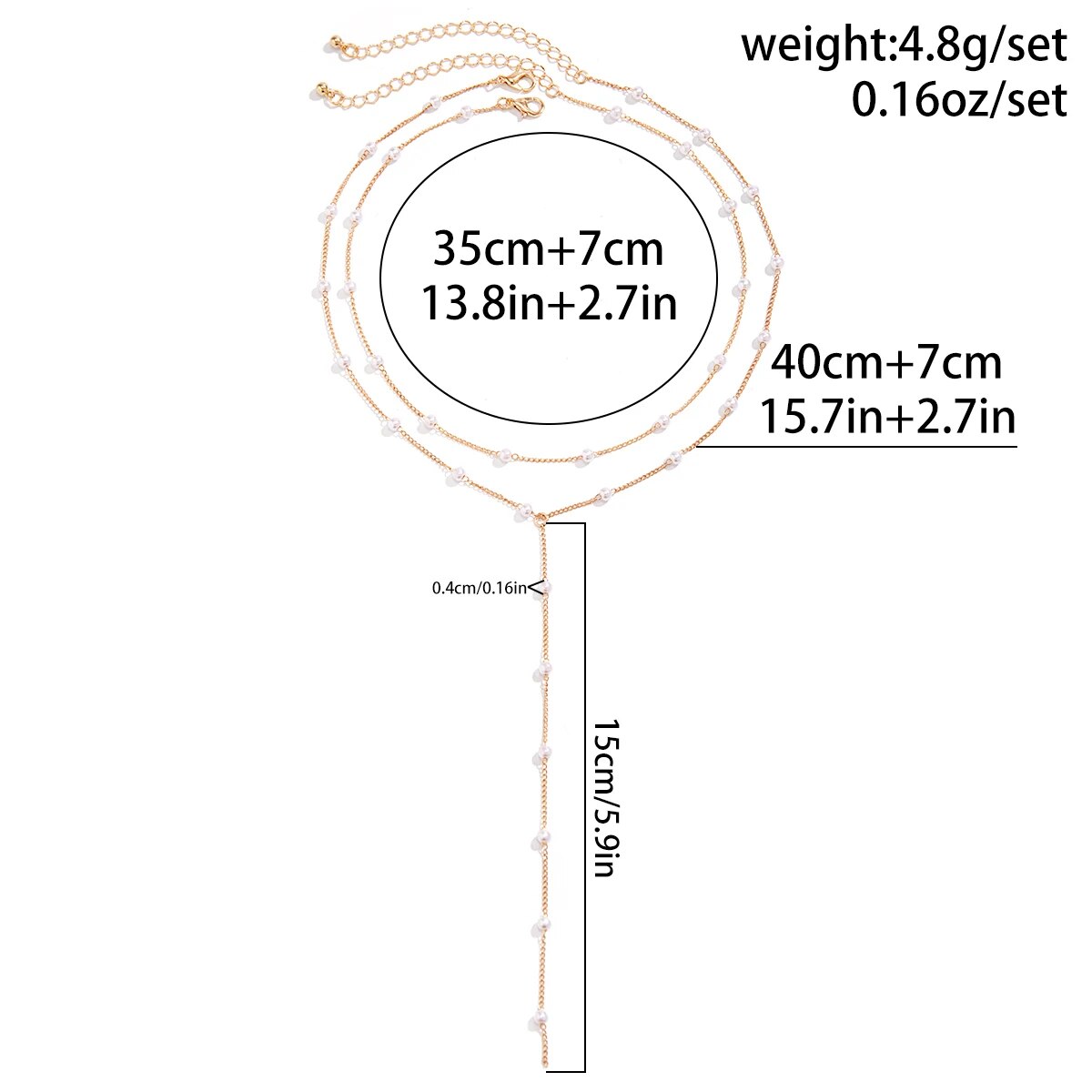 IngeSight.Z Vintage Doppio strato Perla Lunga Collana Girocollo per Donna Punk Oro Colore Catena Petto_voghion.com