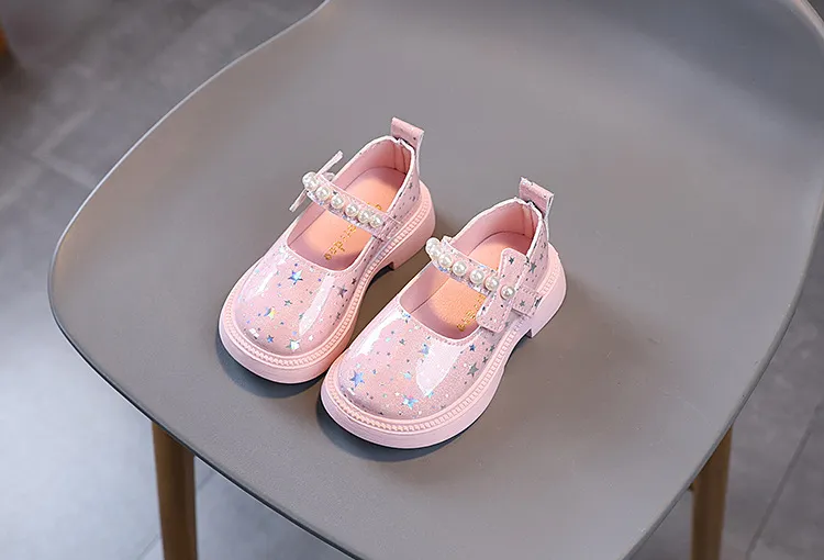 Jenter Vår Småbarn Barn Mote Prinsesse Festsko Barn Uformelt Lakkert Skinn Perler Stjernesko Myke Såler Størrelser_voghion.com