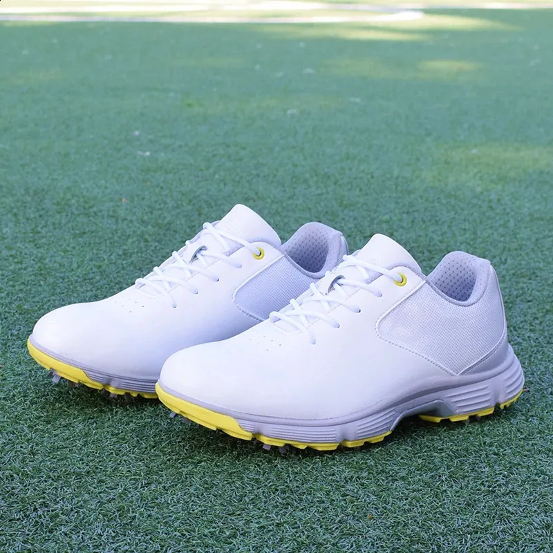 Professionelle wasserdichte Spikes Sneakers Schwarz Weiß Herren Trainer Große Größe Golfschuhe für Männer_voghion.com