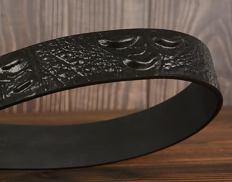 Ceinture en cuir véritable avec boucle ardillon en alligator pour homme, design tendance, 220712_voghion.com