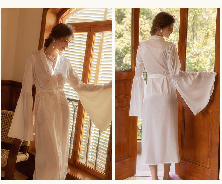 Dameskleding bruid bruid ochtendjurk dames veren nachtjapon bruiloft make-up bruidsmeisjes bruiloft kimono satijnen lange badjas_voghion.com