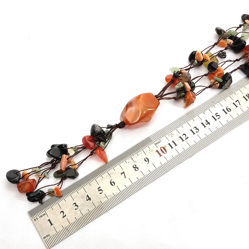 Natural Stone Tassel Necklace Ethnic Beaded Chain For Women Men_voghion.com
