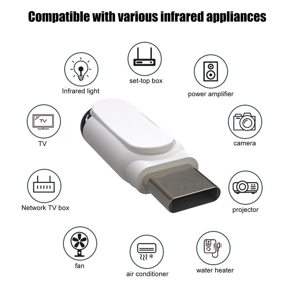 Typ C/Micro-USB-Schnittstelle Intelligente App-Steuerung Mobiltelefon-Fernbedienung Drahtloser externer Infrarot-Geräteadapter_voghion.com