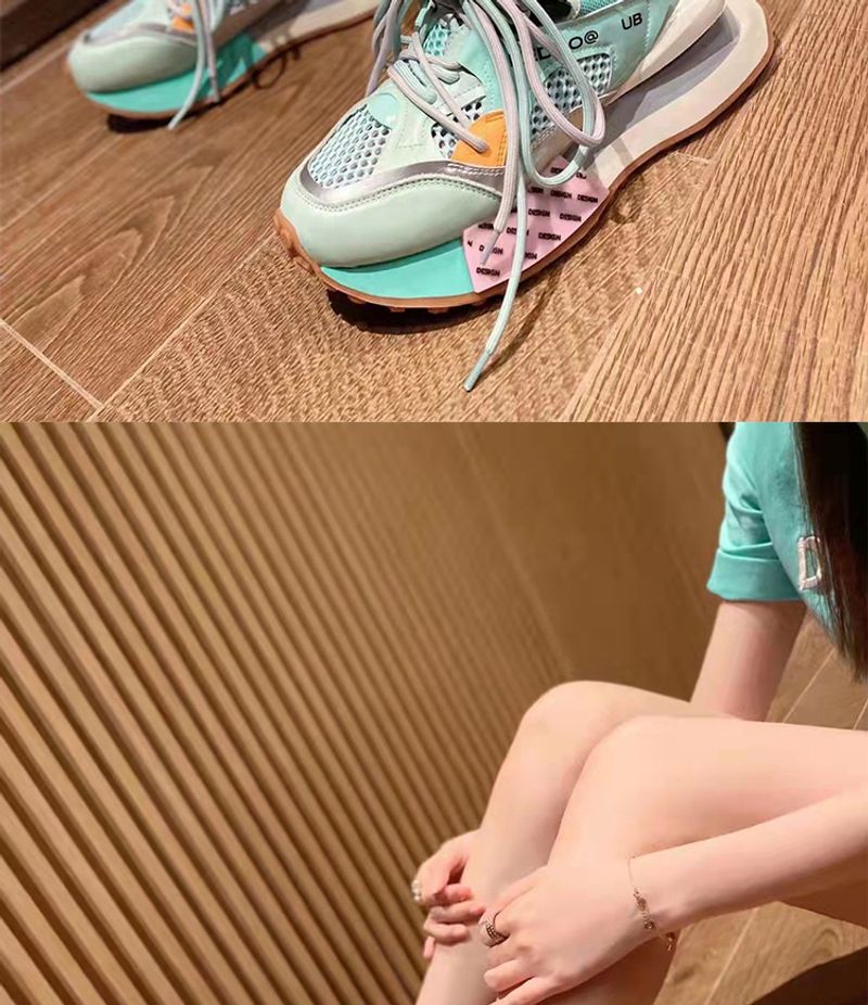 Stivali alla moda in mesh traspirante color block, nuovi stivali da donna casual con soletta rialzata e tacco alto_voghion.com