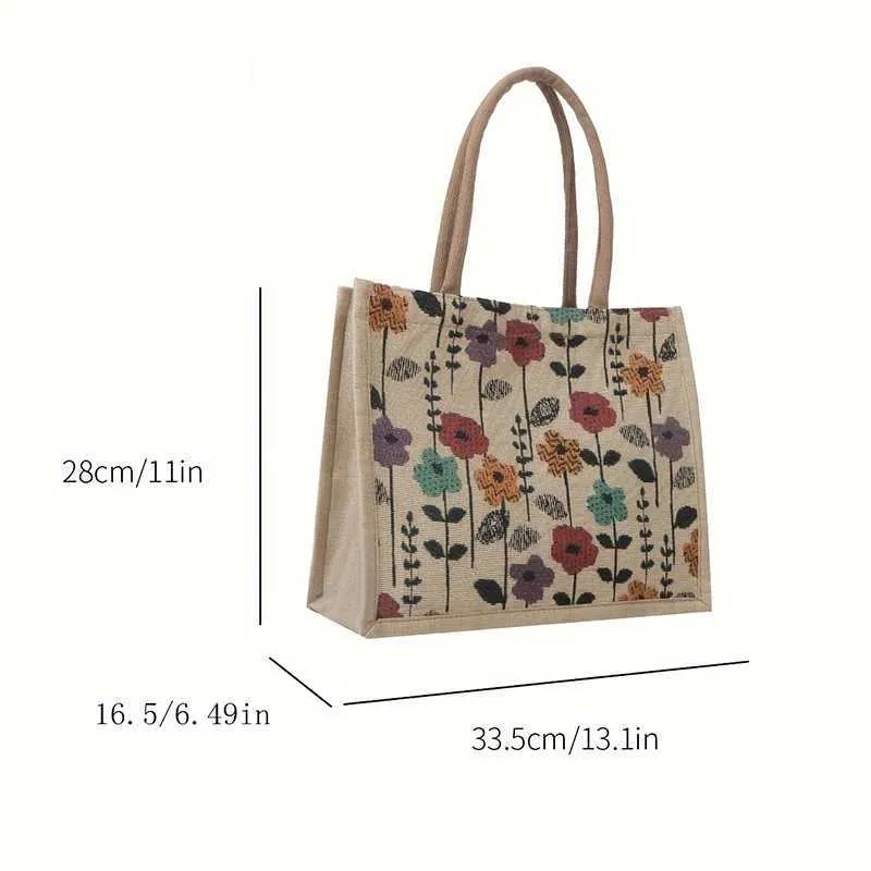 Designer Tote Handbag Large Capacity Jacquard Canvas Shopper Bag_voghion.com