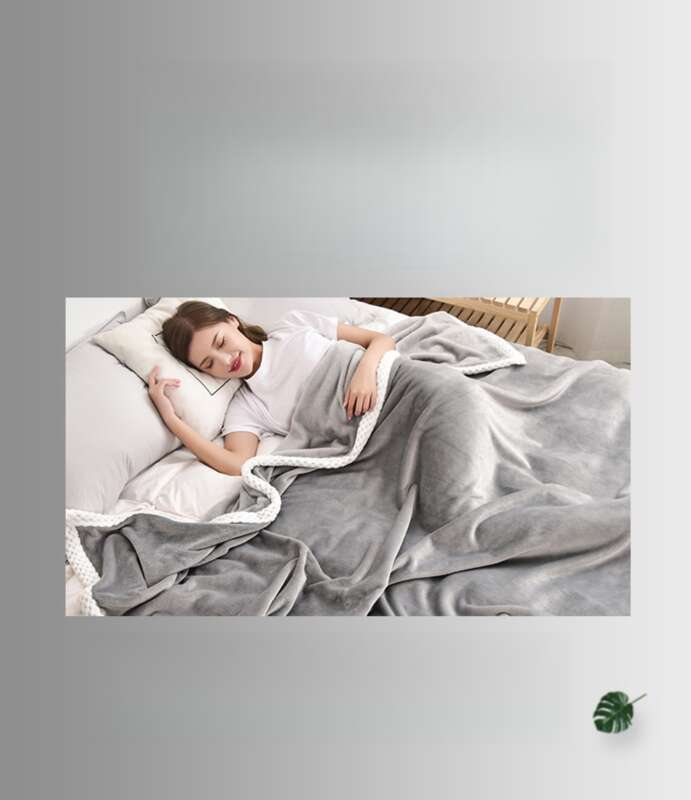 Solid Color Milk Thickened Fleece Blanket Cover Office Nap Air Conditioning Blanket_voghion.com