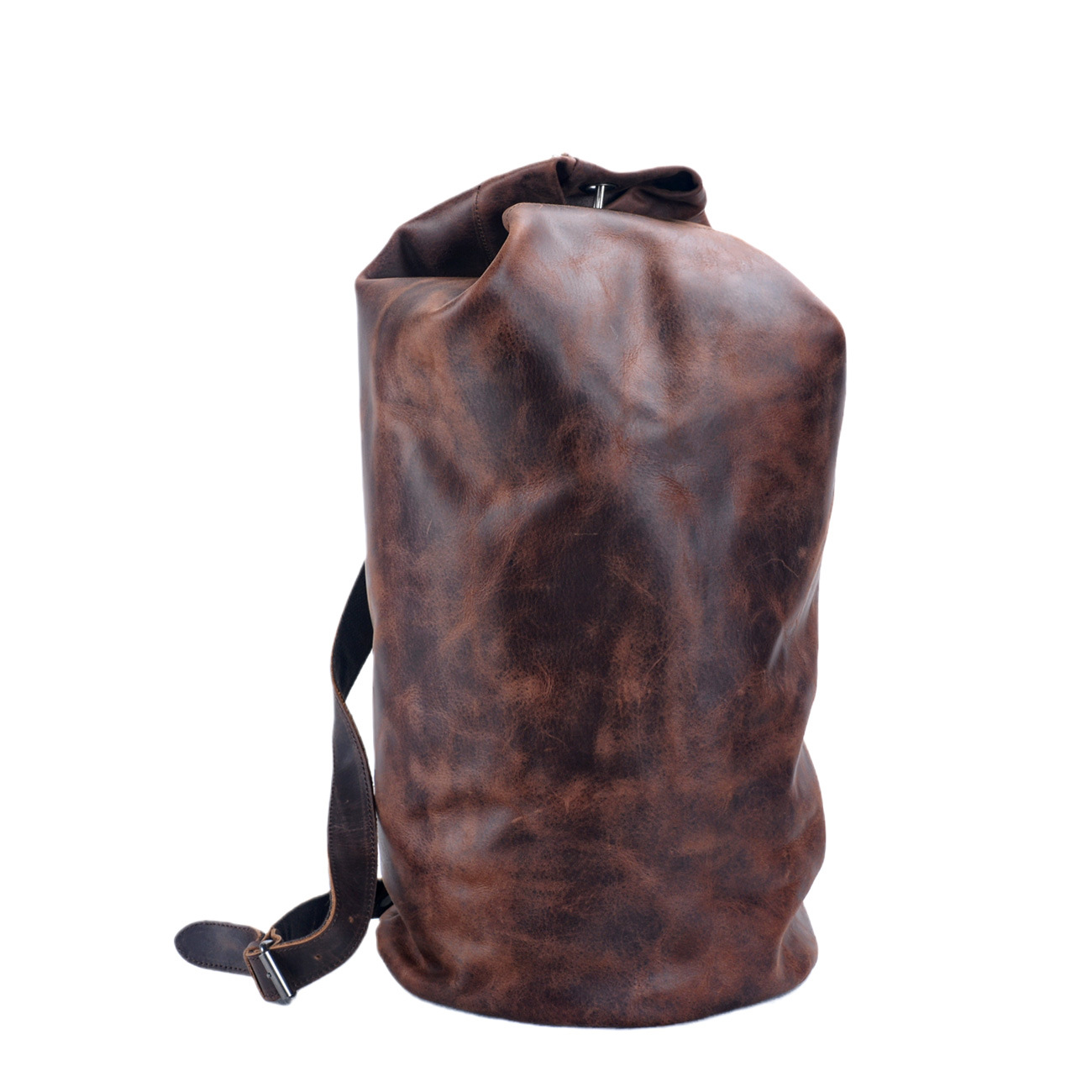 2025s Neue echtes Leder Herren Outdoor Casual Bucket Große Kapazität Reiserucksack Rindsleder Wandertasche_voghion.com