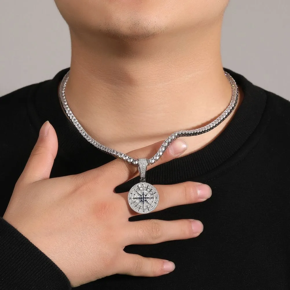 Collana con ciondolo a forma di capra con bussola retrò vintage hip hop, zircone 5A placcato oro vero, gioielli da uomo fantastici_voghion.com