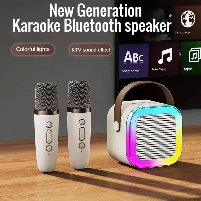 K12 Karaoke Hine Portable Bluetooth 5.3 PA Speaker System With 1-2 Wireless Microphones Home Family Singing Kids Xmas_voghion.com