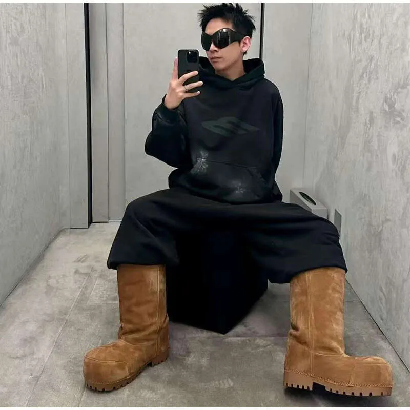 FIERA Scarpe da neve alla moda con plateau rialzate in cotone, calde, con design a testa grande, stivali lunghi marroni da donna_voghion.com