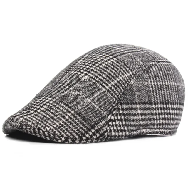 Fashion Men's Coon Plaid Beres Caps for Men Women Middle-Aged Auumn Winer Has Boina Herringbone Newsboy Baker Tweed Boy_voghion.com
