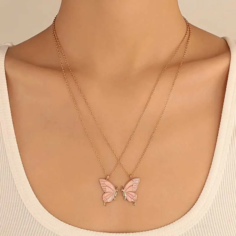 Butterfly Pendant Necklace For Couples Two-piece Jewelry Set_voghion.com