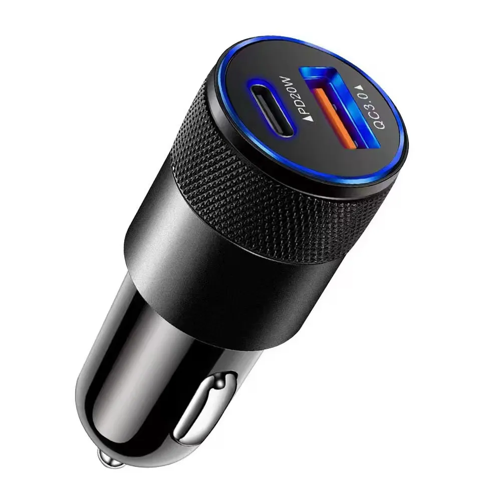 Adattatore per auto con ricarica rapida portatile in metallo a doppia porta USB-A e USB-C da 38 W e 3,1 A PD per iPhone 16, 15, 14, 13, 12 e 11 Pro._voghion.com