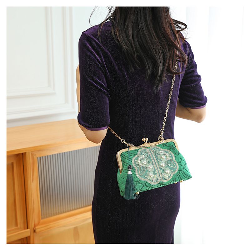 Piccola borsa a tracolla fresca da donna cheongsam con perle ricamate_voghion.com