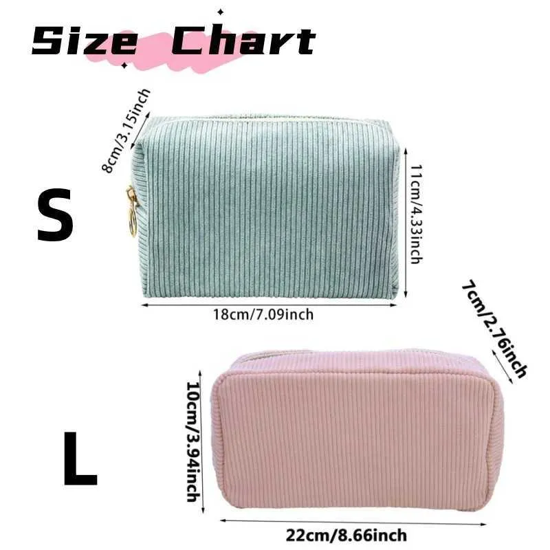 Womens Corduroy solid color makeup travel portable face wash storage bag organizer wallet Y241023_voghion.com