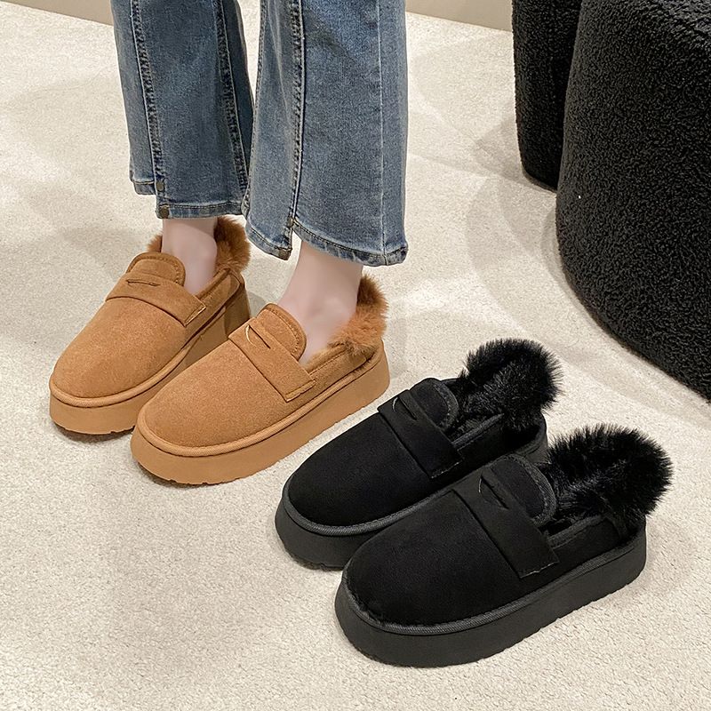 Internet-Promi-Hot-Selg-Schneestiefel mit dicken Sohlen 2024 neue koreanische Version plus Veet verdickte einfarbige warme Slipper_voghion.com