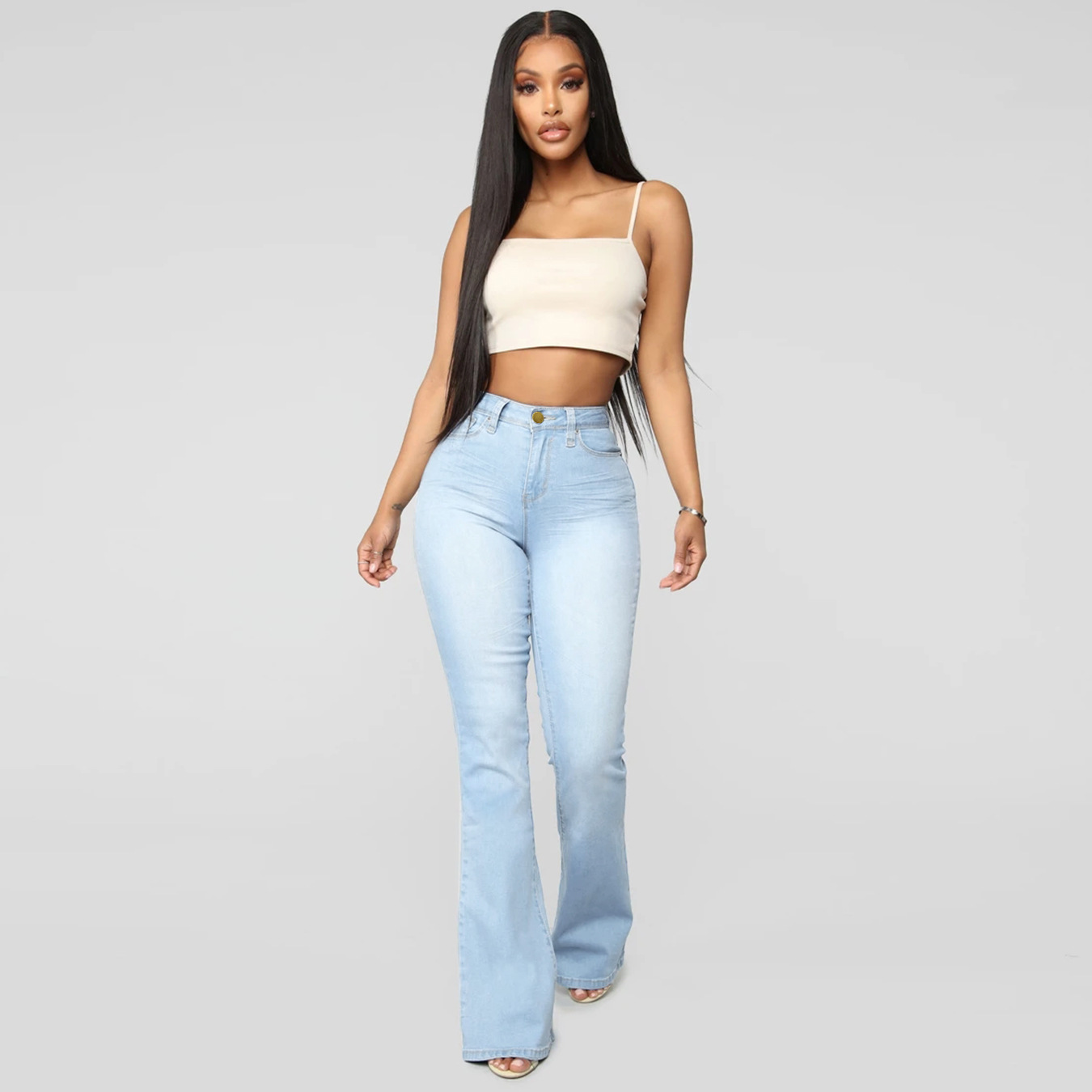 Damenbekleidung - Stretch-Hose mit schmaler Passform und hoher Taille für Damen_voghion.com
