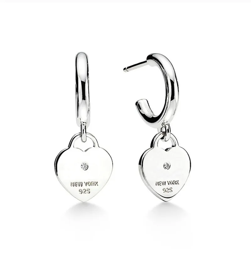 Damen Designer für Damen Designer Herz Silber Modeschmuck Dia Ohrringe Liebhaber Ohrstecker_voghion.com